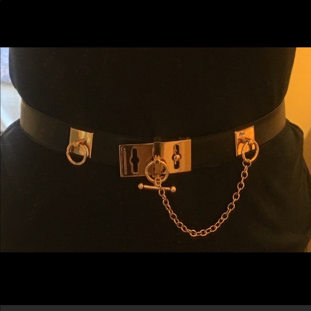 Black leather with gold detail belt